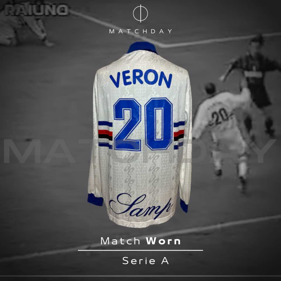Juan Sebastián Verón – Sampdoria – Match Worn – Serie A 1996/97 - Imagen 3