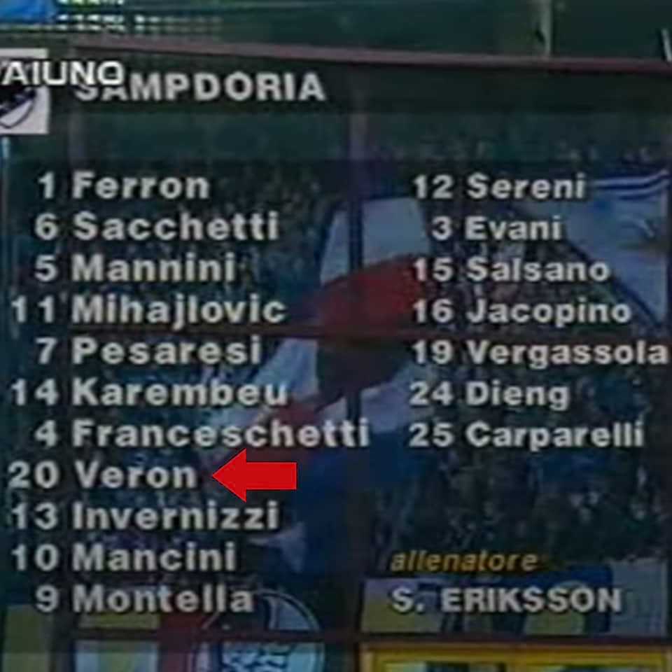 Juan Sebastián Verón – Sampdoria – Match Worn – Serie A 1996/97 - Imagen 10