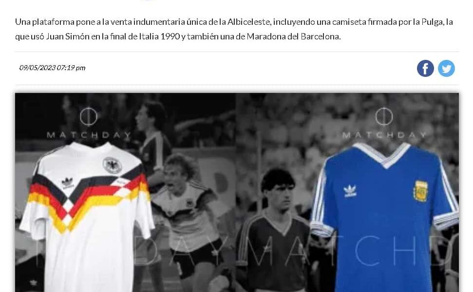 Subastan recuerdos gloriosos de la Selección Argentina