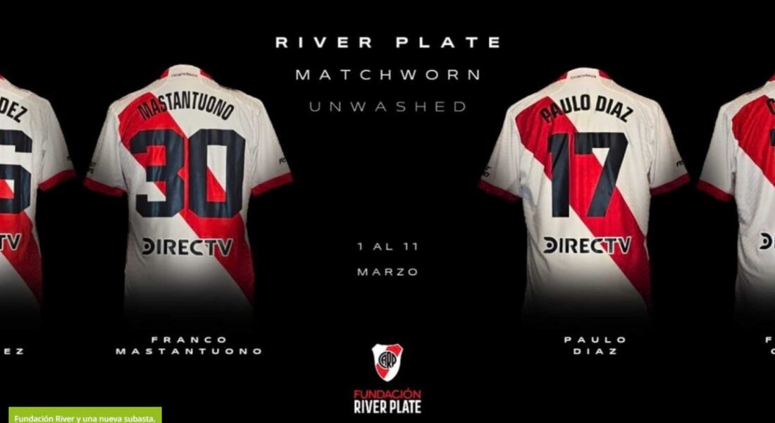 Subasta en River: a la venta camisetas de Mastantuono, Nacho Fernández y más