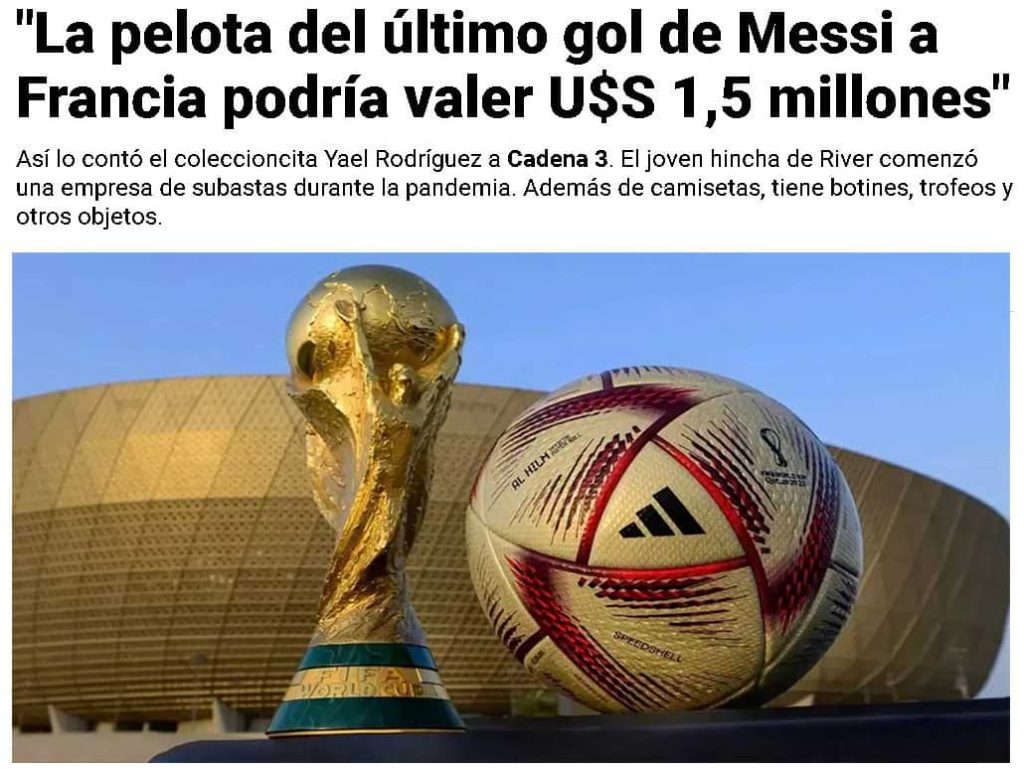La pelota del último gol de Messi a Francia podría valer U$S 1,5 millones