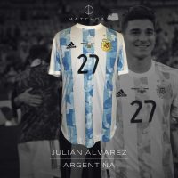 Julian Alvarez – Argentina – Match issued jersey + Short – Final Copa America 2021 - Imagen 2