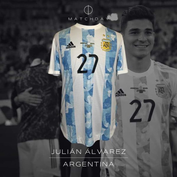 Julian Alvarez – Argentina – Match issued jersey + Short – Final Copa America 2021