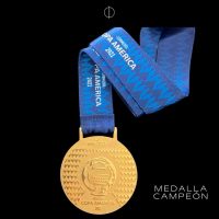 Medalla Campeón Copa America Brasil 2021 + Souvenir Copa America miniatura - Imagen 4