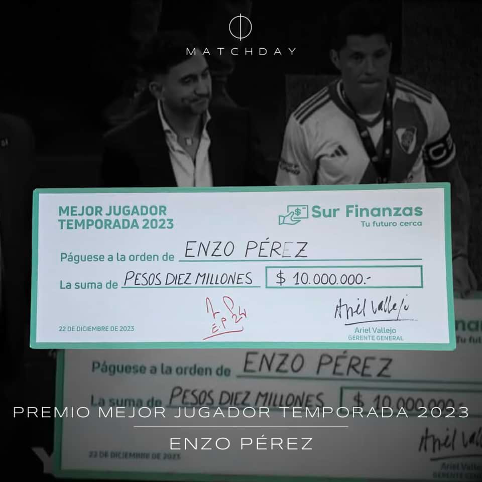 Enzo Perez – Cheque mejor jugador temporada 2023