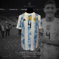 Nahuel Molina – Argentina – Finalissima 2022 – Match Issued jersey + Training bib (Pechera) - Imagen 2