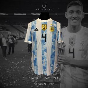 Nahuel Molina - Argentina - Finalissima 2022 - Match Issued jersey + Training bib (Pechera)