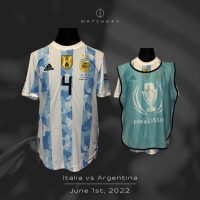 Nahuel Molina – Argentina – Finalissima 2022 – Match Issued jersey + Training bib (Pechera) - Imagen 4