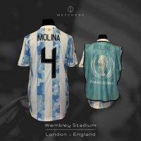 Nahuel Molina – Argentina – Finalissima 2022 – Match Issued jersey + Training bib (Pechera) - Imagen 5