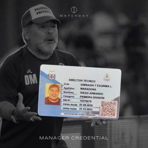 Diego Armando Maradona - Último Carnet DT - Last Manager Credential - Gimnasia y Esgrima LP