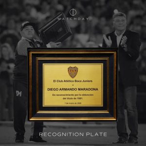 Diego Armando Maradona - Boca Juniors / Gimnasia Esgrima La Plata - Placa Reconocimiento campeonato 1981 - Recognition plate