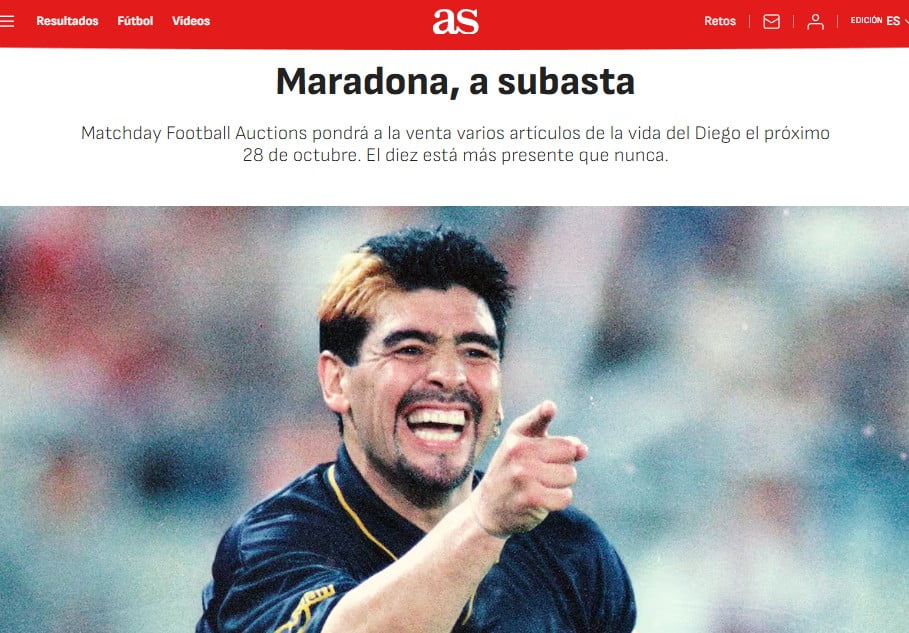 Maradona, a subasta