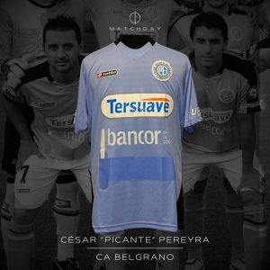 César Pereyra - Belgrano - Torneo Apertura 2011 - MATCH WORN JERSEY - COLECCIÓN JUAN ELUCHANS